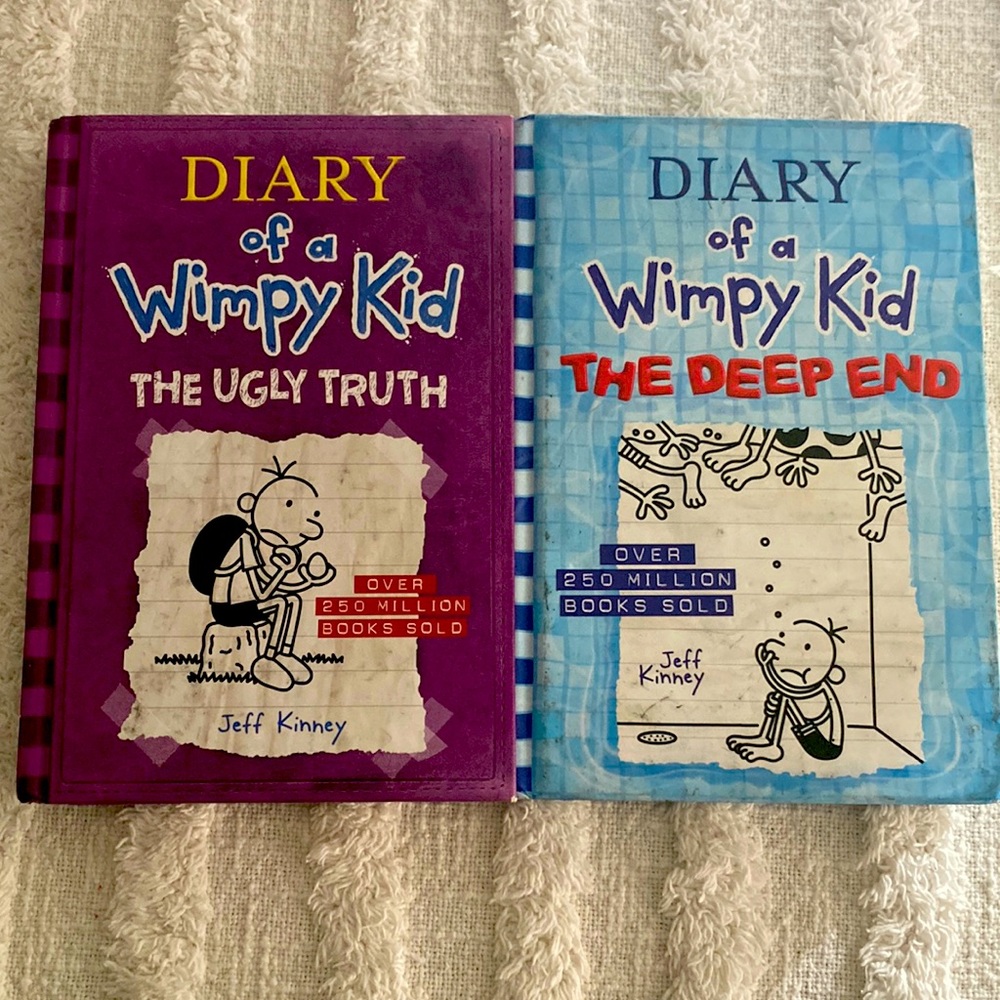 Two books of diary of the wimpy kid for kids and teenagers